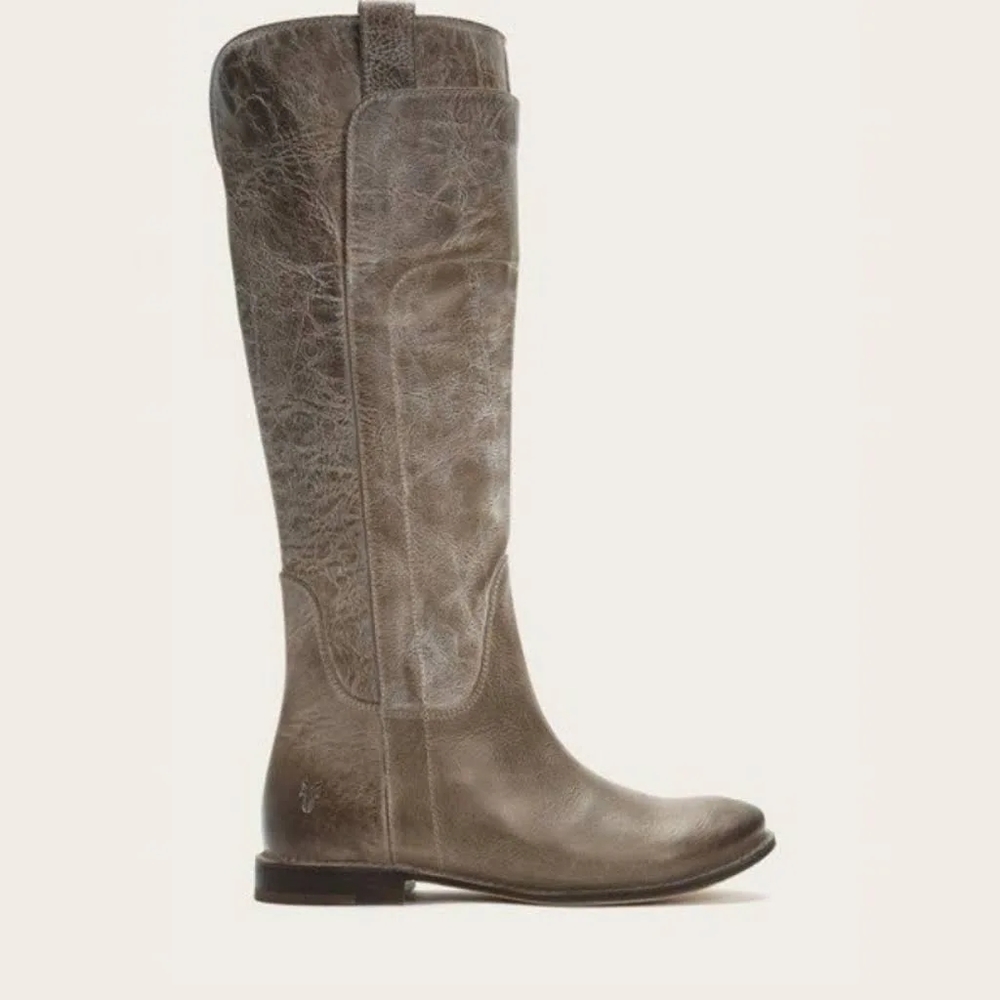 Frye Paige Riding Boots Gray Leather Size 7